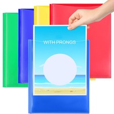 Clear Front Pocket Folders, 4 Pack, Assorted Colors, Office