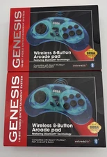 Lot Of 2 Sega Genesis Retro-Bit Wireless Bluetooth Transparent Blue - RARE!!