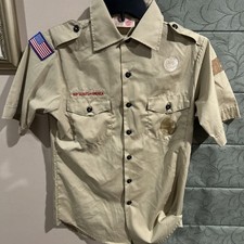 Boy Scout BSA UNIFORM SHIRT Men  s Small Short Sleeve Tan J50