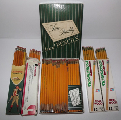 Vintage Lot Of 141 Pencils No. 2 Ticonderoga Dixon  McAuliffe's Green Mountain &