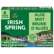 Irish Spring Aloe Mist Deodorant Bar Soap for Men 8 Pack 3.7 oz Each