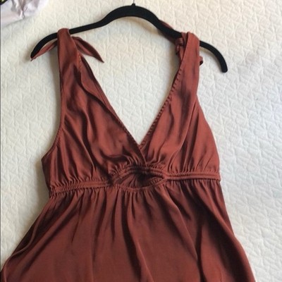 Free People intimately copper silk tie tank cut out Blouse size medium!