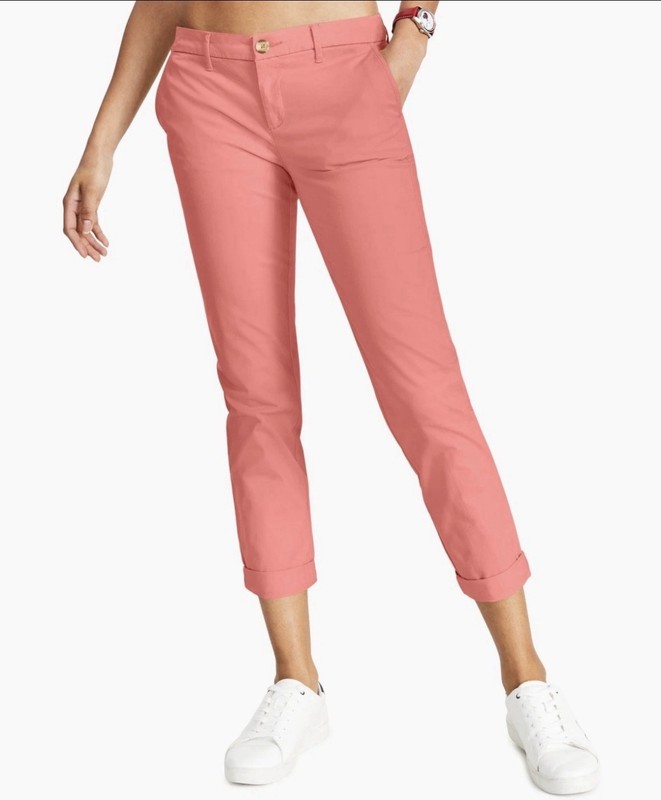 Tommy Hilfiger Women's Chino Pants Size 8 Coral Flat Front