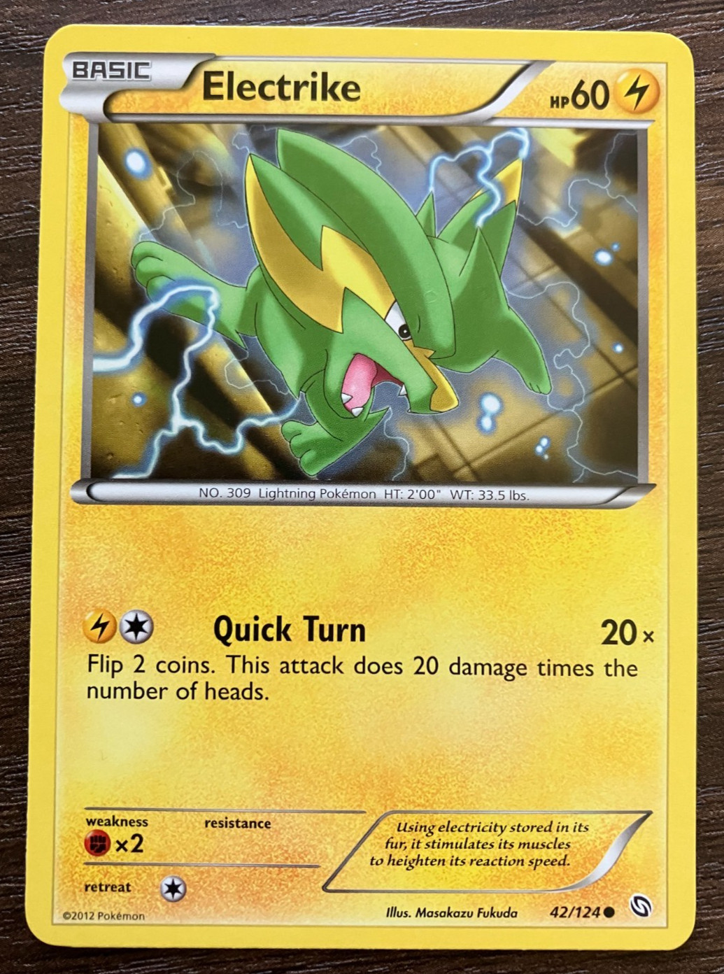 Electrike 42/124 - 2012 Pokemon Dragons Exalted Common Card - CLEAN  NM