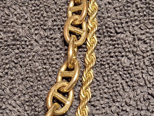 Vintage Gold Tone Layered Double Strand Twisted/Oval Link Chain Necklace - Picture 7 of 15