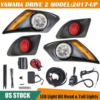 New Fit For Yamaha Drive2 2017+ Golf Cart LED Deluxe Street Legal Set Light Kit