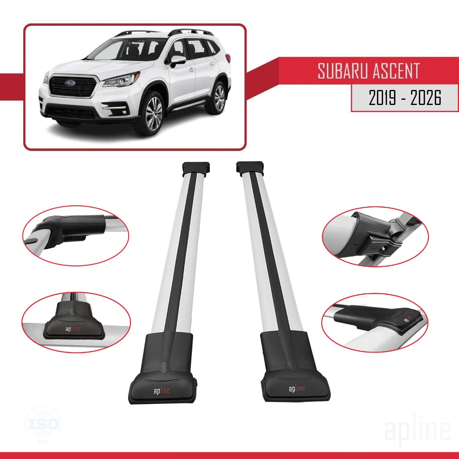 Barres de toit gris alu résistantes pour augmenter la capacité du coffre Subaru