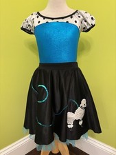 Curtain Call Costume E1574 Medium Child Blue Black Poodle Skirt Biketard