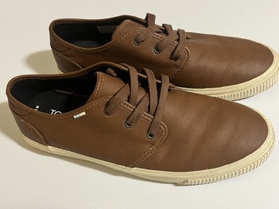 TOMS Carlo Water Resistant Brown Leather Casual Sneaker Men's Size 9 
