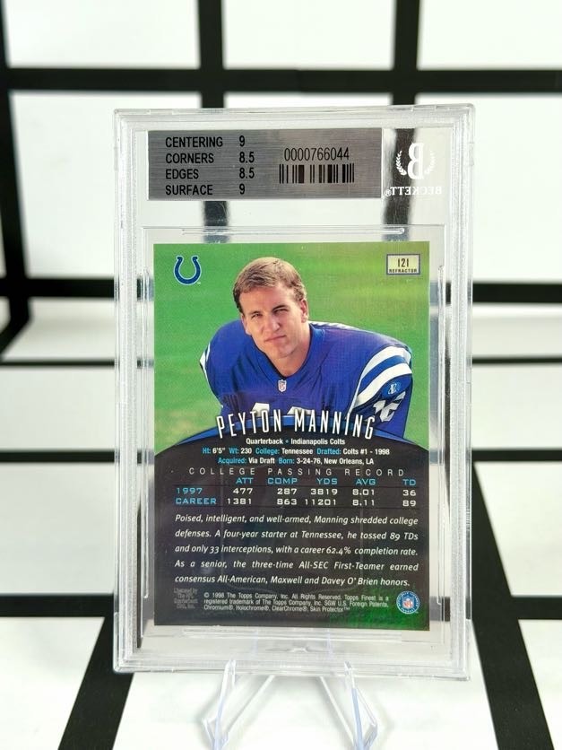1998 Topps Finest Refractor #121 Peyton Manning RC Rookie BGS 8.5 NM-MT+ Colts view 2