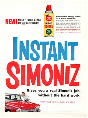 #ad PRINT AD 1959 Instant Simoniz 50#x27;s Miracle Formula Car Wax Cleaner Auto Product $15.50