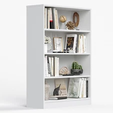 4-Tier Bookshelf,48inch Tall Bookcase with Adjustable Shelves,Modern Display ...