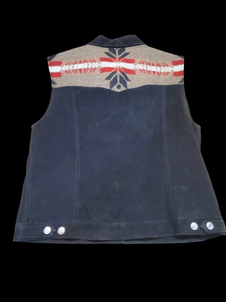 Pendleton Unisex Leather Suede Wool Southwestern Vest 90s Y2k Vintage - Image 2 of 3