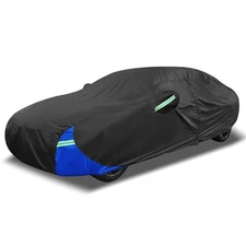 Waterproof Car Cover W/Driver Door Zipper Universal for sedan cars 190T Black