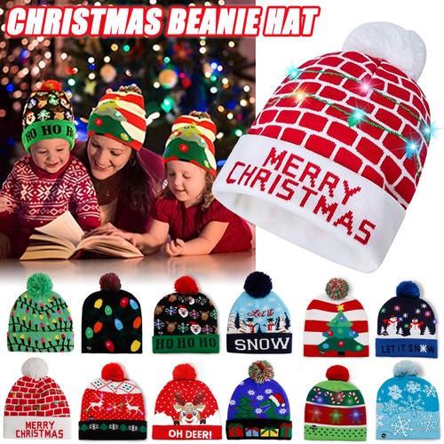 Unisex LED Christmas Light Up Warm Hat 