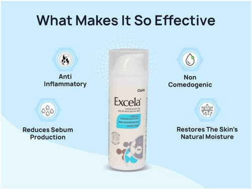 Cipla Excela Moisturiser for Oily & Acne Prone Skin, 50G - Picture 2 of 12