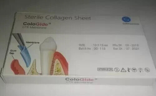 DENTAL COLO GIDE STERILE COLLAGEN SHEET GTR MEMBRANE 10 X 15 mm BONE GRAFTING - Picture 1 of 2