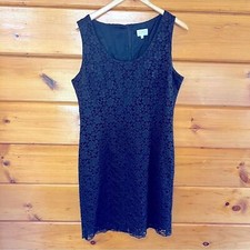 Lace Sleeveless Round Neck Black Lined Woman Collection Midi Dress 44 (L)