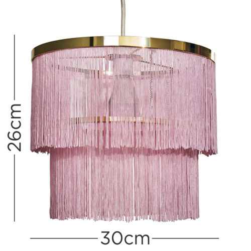 Easy Fit Pink Tassel Ceiling Pendant Light Shade Lampshade Bedroom Living Room - Picture 3 of 8
