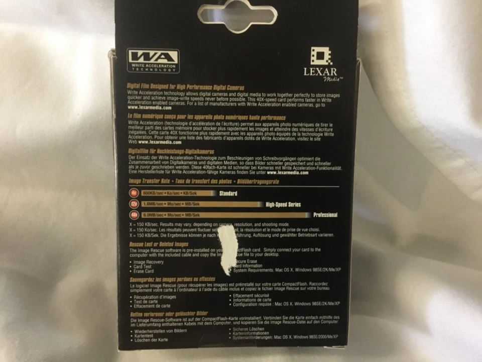 Lexar 1GB 40x Professional Hi-Speed Compact Flash Card (CF1GB-40-380) (pp) - Image 3 of 4