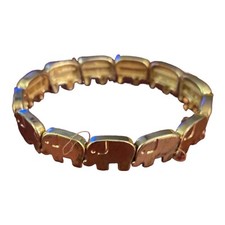 Elephant Bracelet Gold Tone Stretch Bracelet For Child or Teen