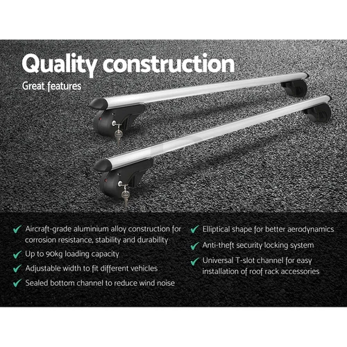 Universal Car Roof Racks Pod Cross Bars Aluminium Adjustable 108cm Sliver - Picture 3 of 12
