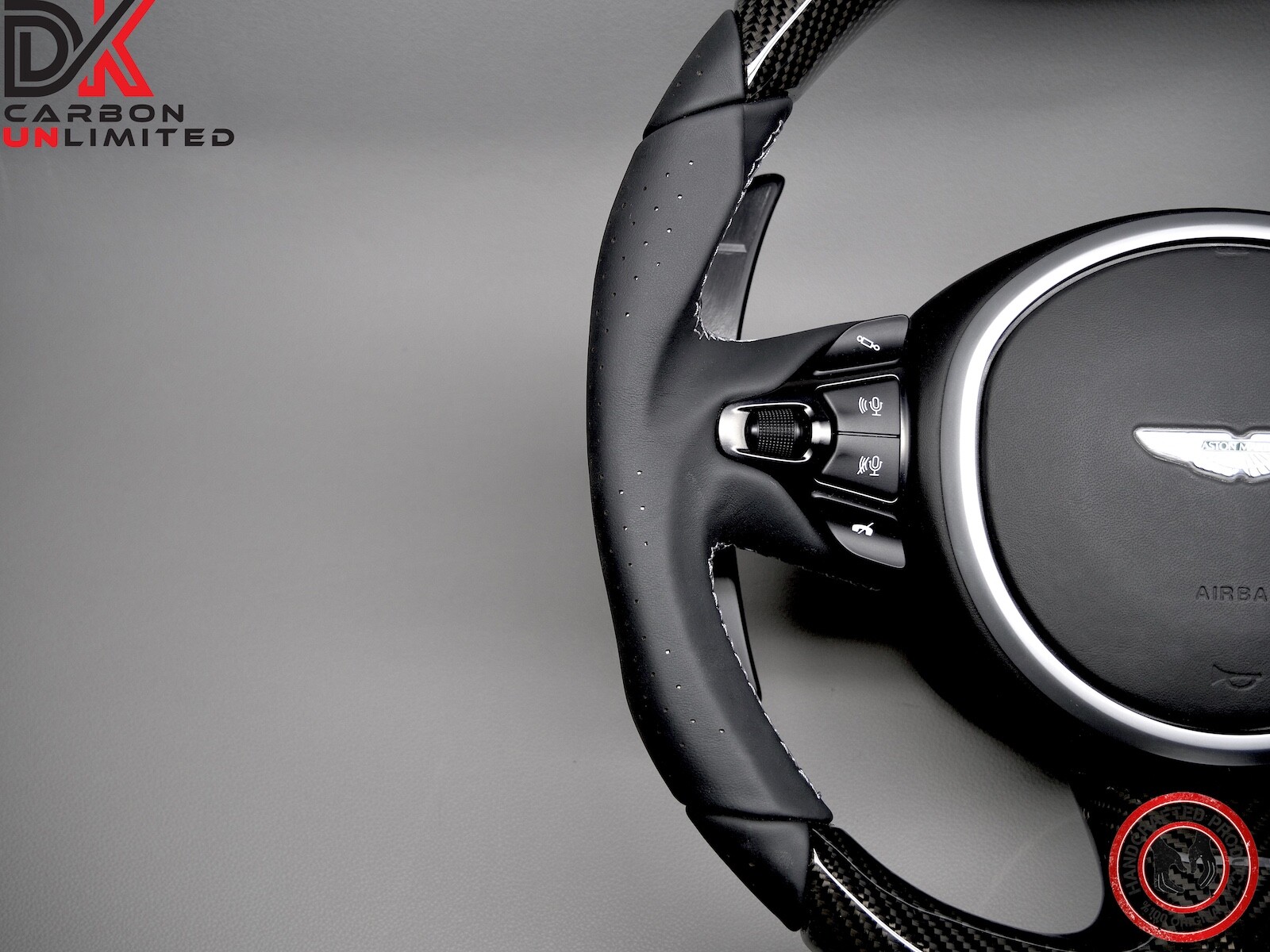 Aston Martin DBS Vantage DB11 Silver Ring Napa Leather Carbon Steering Wheel v2
