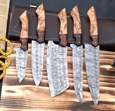 Custom Handmade CHEF KNIFE Set Kitchen Knives Cutlery Forged Damascus Steel 2803