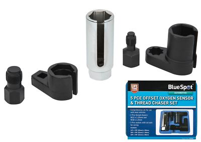 BlueSpot 5tlg tiefe Lambdasonde Muffe Gewinde Chaser 3/8'' & 1/2'' Set 22mm (7/8'')