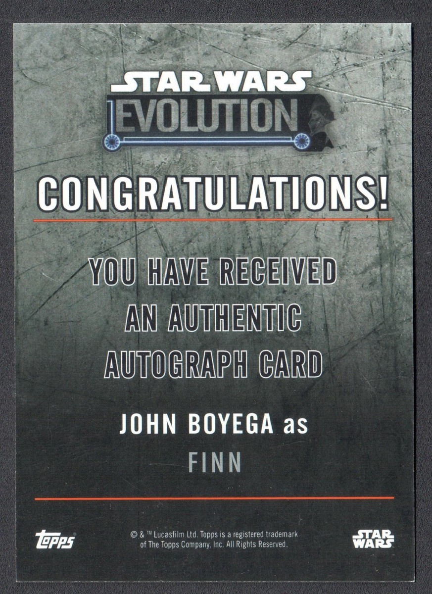 STAR WARS EVOLUTION 2016 Topps AUTOGRAPH CARD JOHN BOYEGA as FINN
