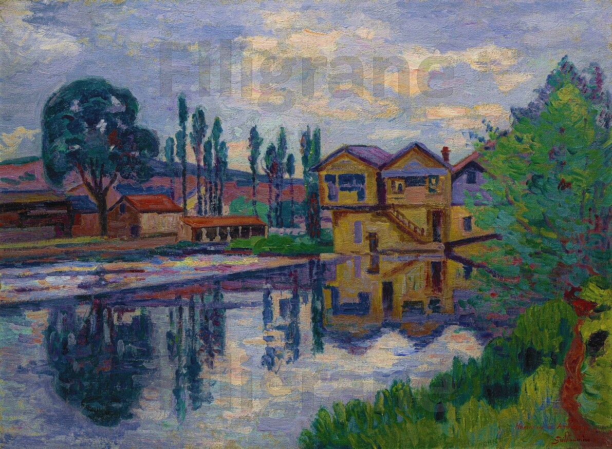 Reproduction tableau Guillaumin Poitiers pour créer une ambiance brocante chic au salon