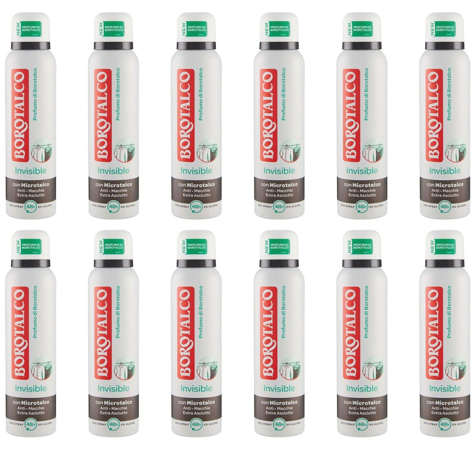 12 pezzi BOROTALCO Invisible Original Anti Macche Deodorante corpo spray 150ml