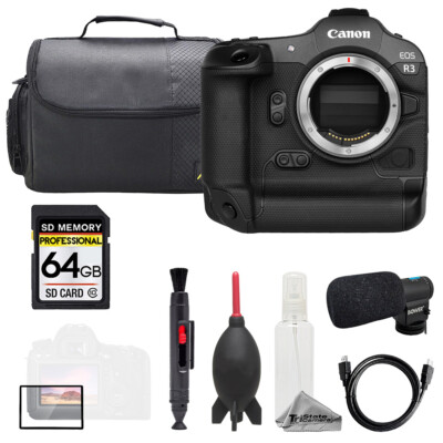 Canon EOS R3 (Body) + Mic + 64GB + Bag+ Screen Protector- Basic Kit