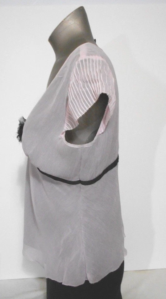 Alfani Womens Y2K Babydoll Pink Black Lined Cap Sleeve V Neck Silk Top Size 10P - Image 4 of 4