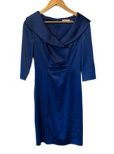 Calvin Klein blue satin rushed dress size 2