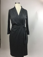 Ann Taylor Gray Faux Wrap Tie Waist Sheath Dress 2 Excellent