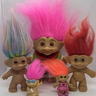 TROLL Dolls VTG LOT Uneeda Double Horseshoe Russ Treasure Trolls Ace Novelty 5