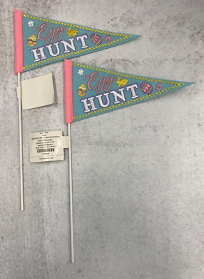 lot of 2  Easter egg hunt Felt Pennant sign party Decor 7.6'' x 12''