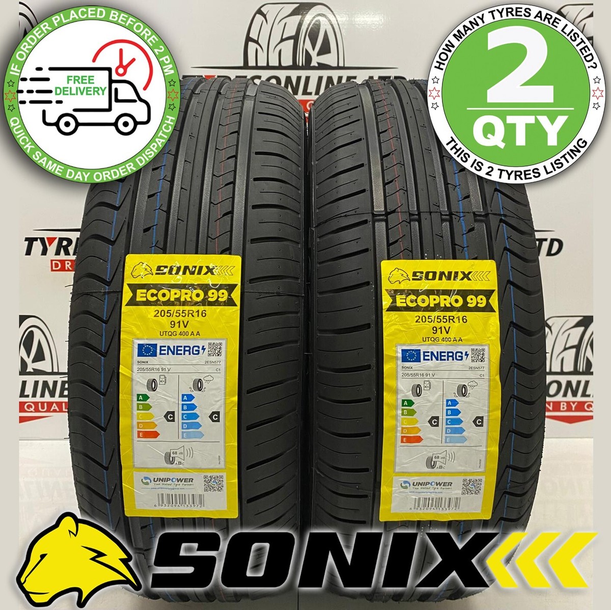 hashimon205／55R16 2 X 205 55 16 SONIX 205/55R16 91V M+S HIGH PERFORMANCE CHEAP