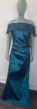 NWT VINCE CAMUTO Teal Ruched Side Off Shoulder Gown Dress Size 14 Full Length