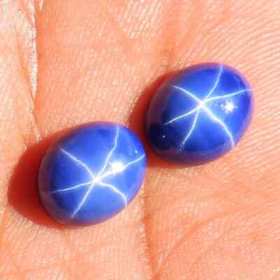 16.15 CT Natural Blue Star Sapphire Pair Oval Cabochon 10x12x5 mm Gemstone BC-33