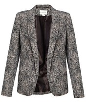 Monsoon Astrid Jacquard Pewter Royal Lily Patterned Jacket Size Uk 8 Eu 36 Bnwt
