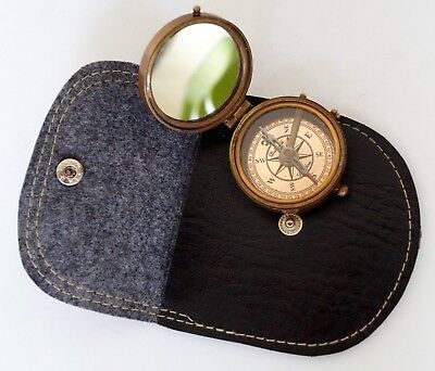 Details about   Antique Brass London Hiking Navigation Compass With Black Leather Case Item Gift 