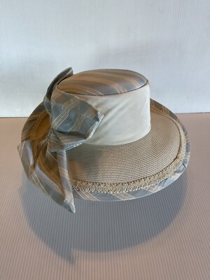Whittall & Shon Blue & Cream Straw Hat 22.5” | eBay display picture 2