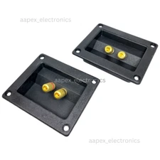 2 Pcs Speaker Box Banana Screw Rectangular Terminal Cup w/ Holes 3.625" x 3"