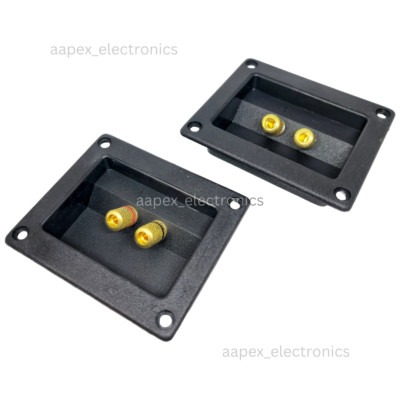 2 Pcs Speaker Box Banana Screw Rectangular Terminal Cup w/ Holes 3.625'' x 3''