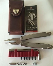 Victorinox Swiss Army Knife Swisstool Spirit X Plus & Leather Pouch 3.0235.L NIB