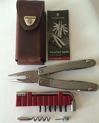 Victorinox Swiss Army Knife Swisstool Spirit X Plus & Leather Pouch 3.0235.L NIB