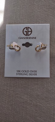 New Giani Bernini 18k Gold over Sterling Silver Tube Hoop Earrings Extra Small