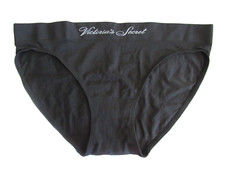victoria's secret logo stretch bikini panties black seamless L large NWT